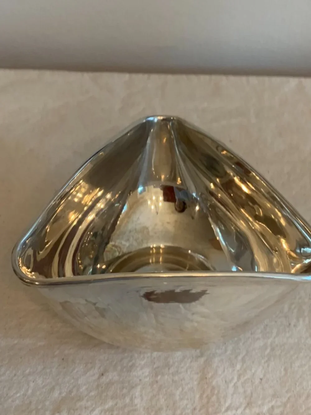 Silver Plate Bowls Set of 2 Square and Triangle Shaped Nut/Candy/Trinket